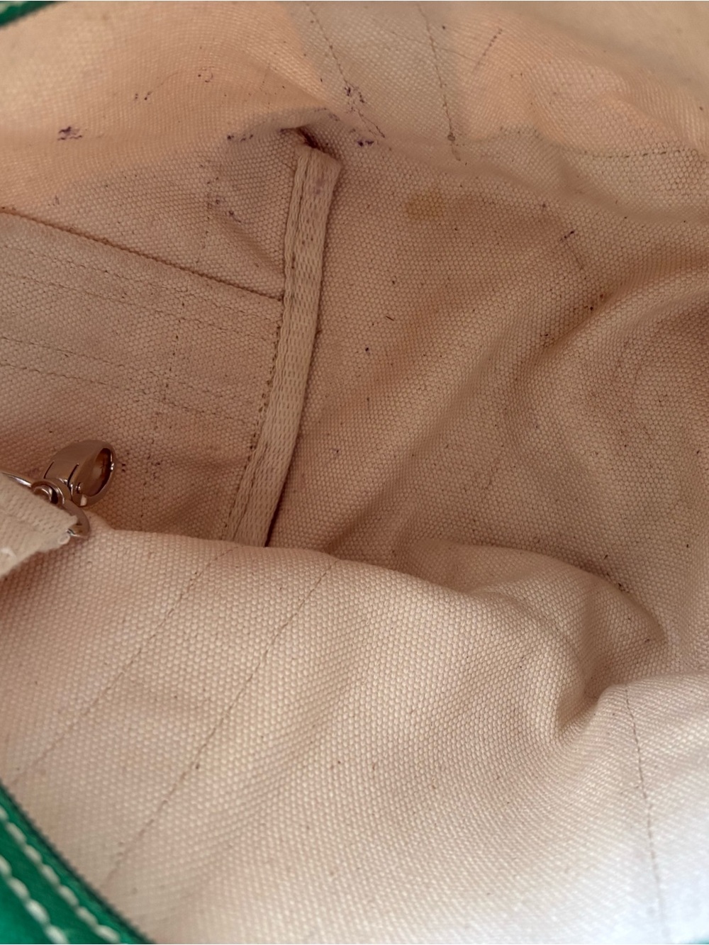 Lands' End Small Cream and Green Canvas Tote - Picture 5 of 8